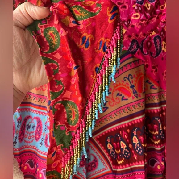 Farm Rio Colorful Bandana Tie Waist Midi dress size L - Picture 9 of 11